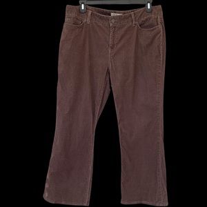 LL Bean Straight Fit Corduroy Pants Womens Size 18 Petite Brown
